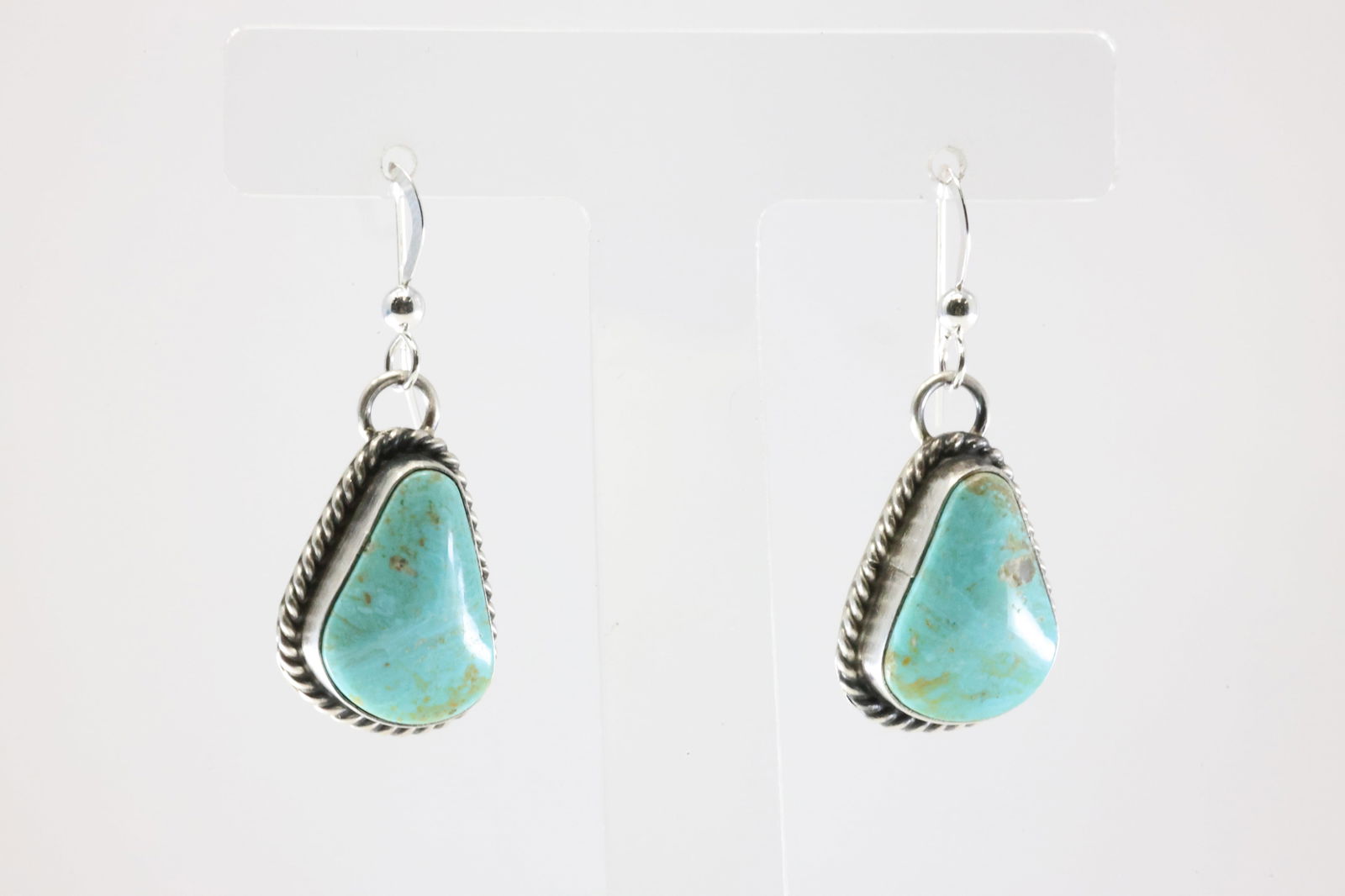 Native America Navajo Sterling Silver Kingman Turquoise Dangling Earring's By Chassity Belone. (1 of 4)
