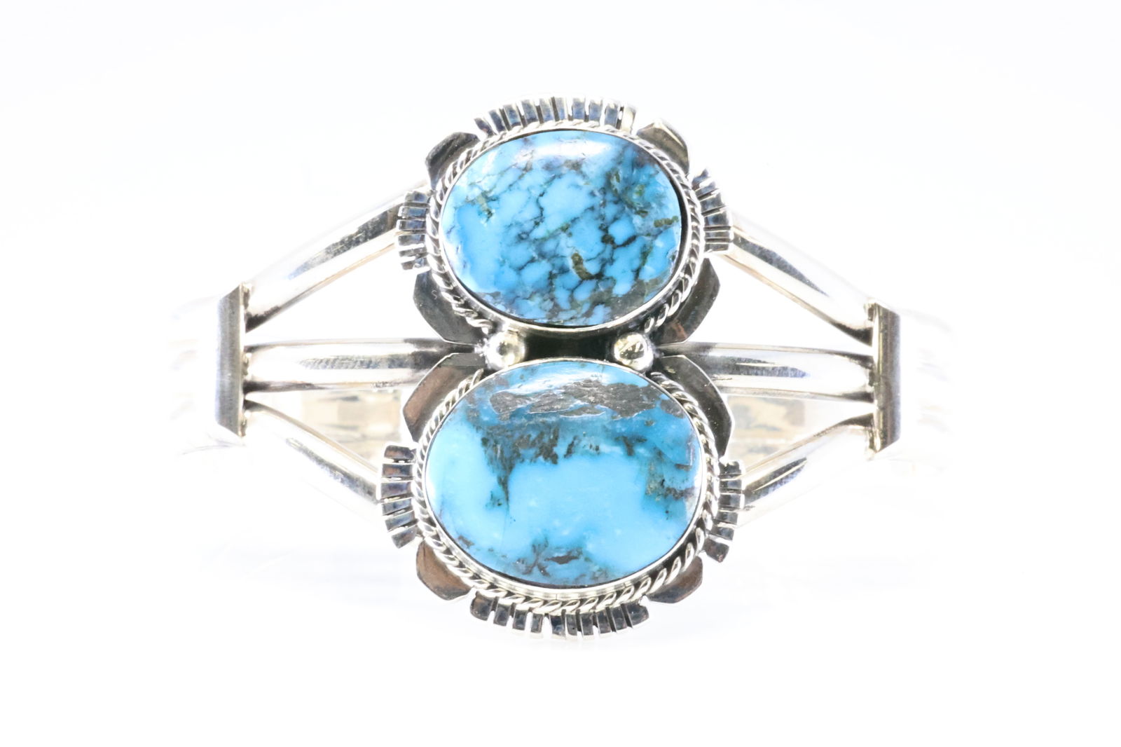 America Sterling Silver Kingman Turquoise Bracelet Cuff. (1 of 4)
