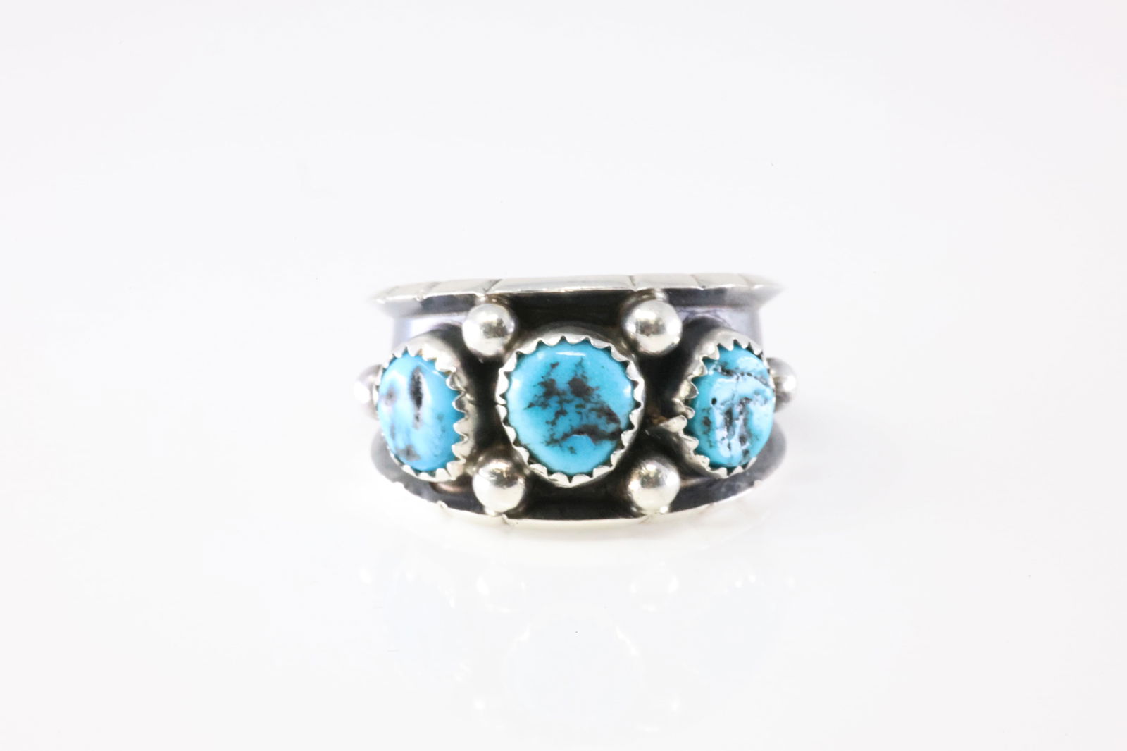 Native America Navajo Sterling Silver Turquoise Ring By RD. (1 of 4)