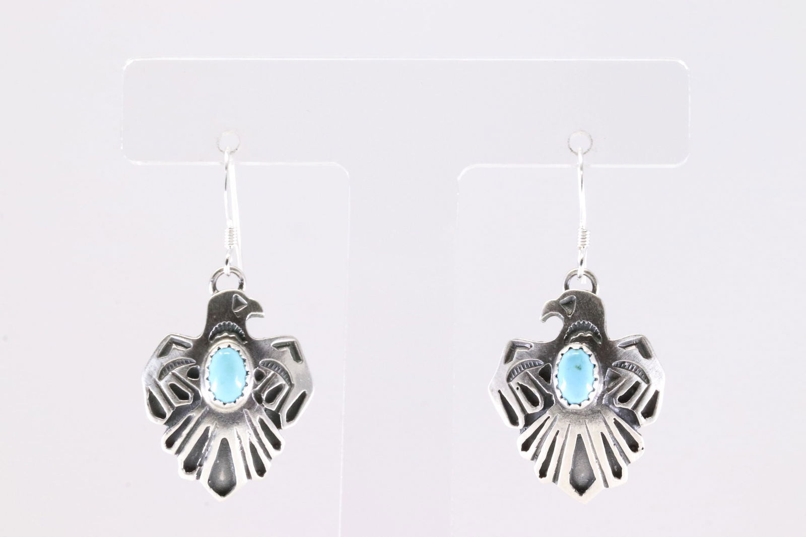 Native America Navajo Sterling Silver Turquoise Thunderbird Dangling Earring's By Genevieve (1 of 4)