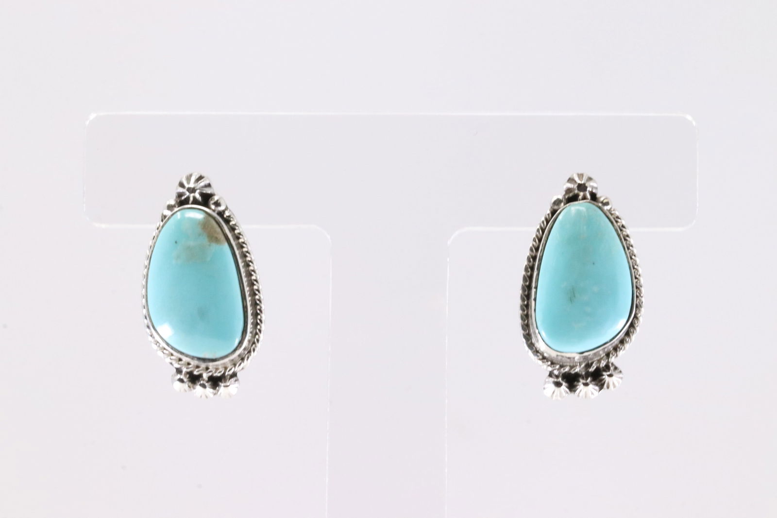 Native America Navajo Sterling Silver Turquoise Post Earring's By Sharon McCarthy. (1 of 4)
