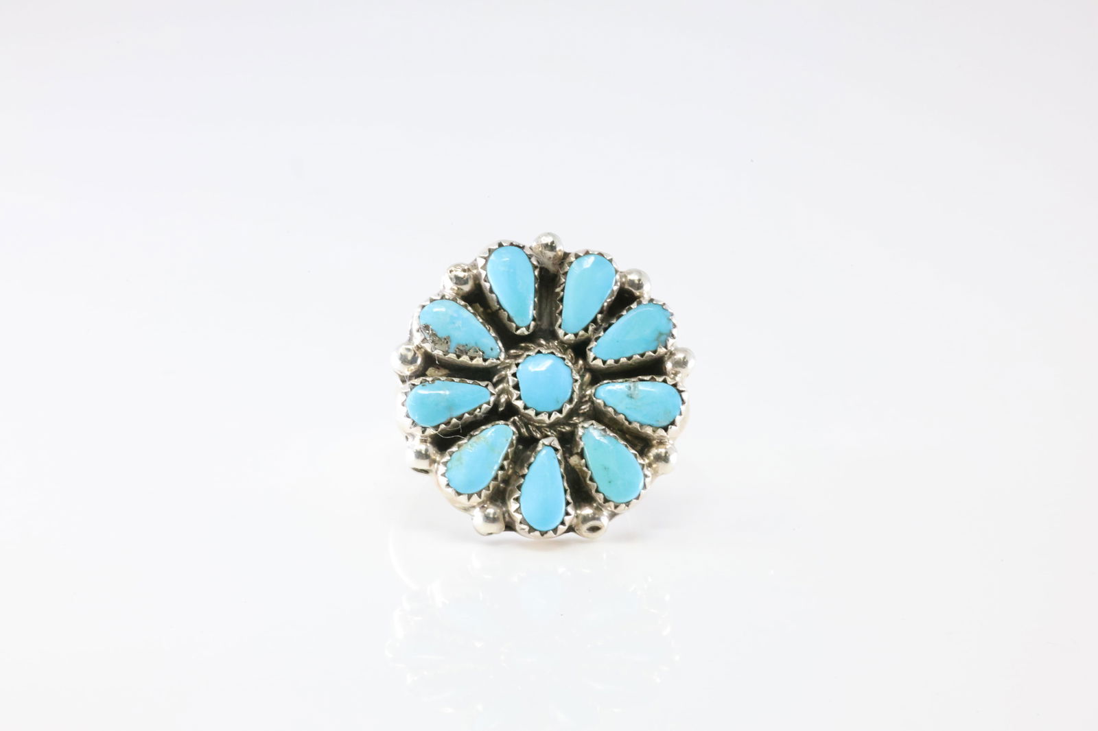 Native America Zuni Sterling Silver Turquoise Ring By AJW. (1 of 4)