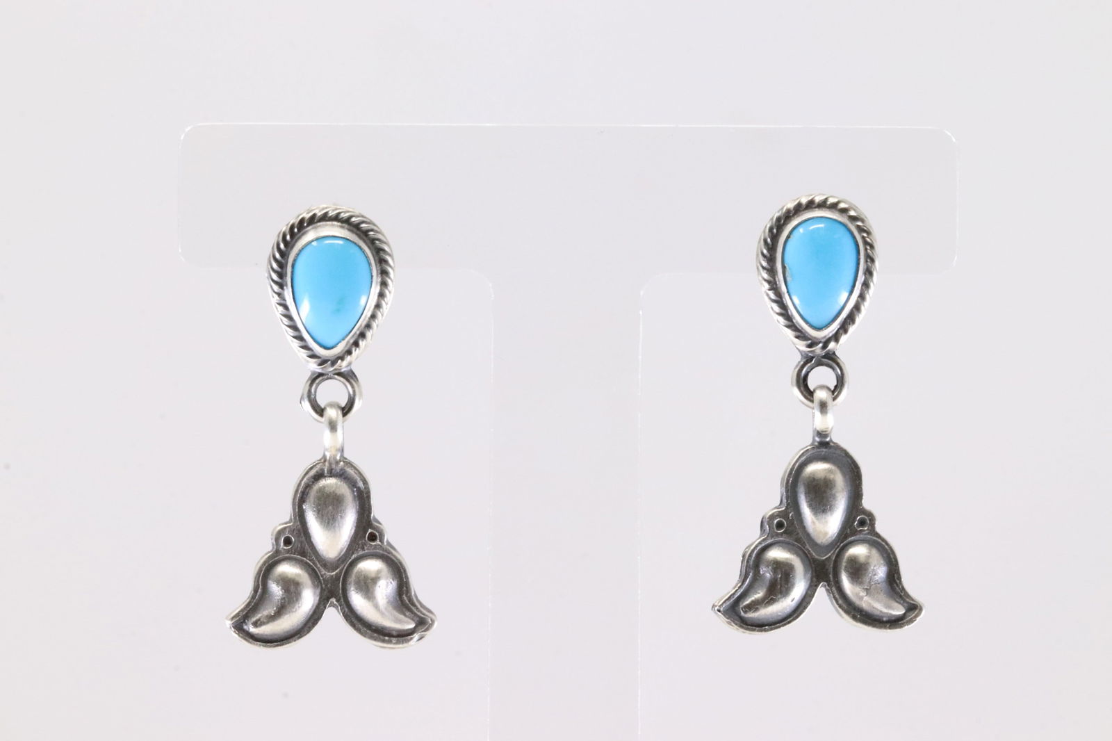 America Sterling Silver Turquoise Post / Dangling Earring's. (1 of 4)