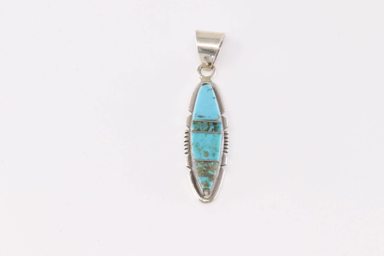 Native America Navajo Sterling Silver Number 8 Turquoise Pendant By Brandon Etcitty. (1 of 3)