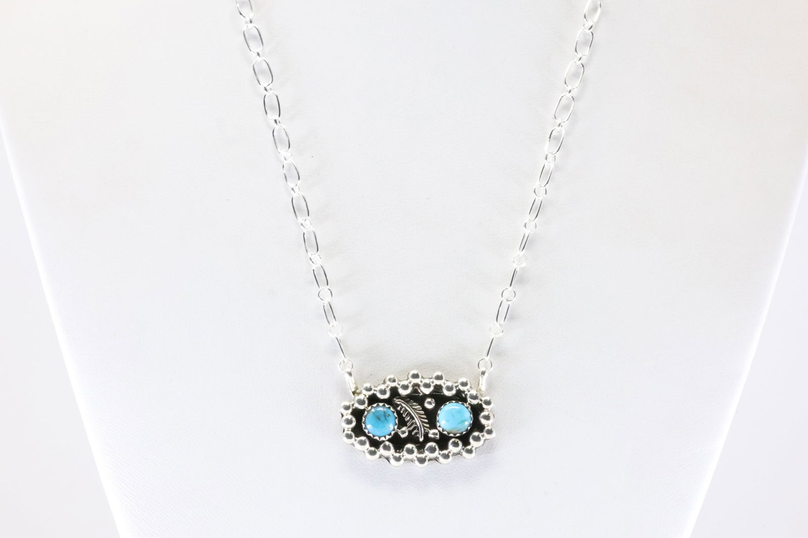 Native America Navajo Sterling Silver Turquoise Necklace By Suzanna Johnson. (1 of 4)