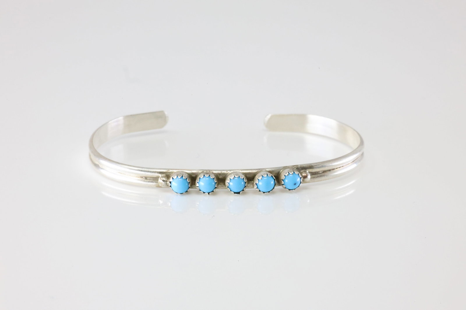 America Sterling Silver Turquoise Baby Bracelet Cuff.: This is a America Sterling Silver Turquoise Baby Bracelet Cuff.