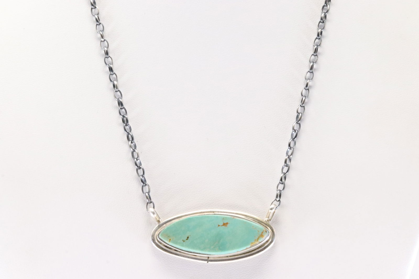Native America Navajo Sterling Silver Kingman Turquoise Necklace By Steve Francisco. (1 of 4)