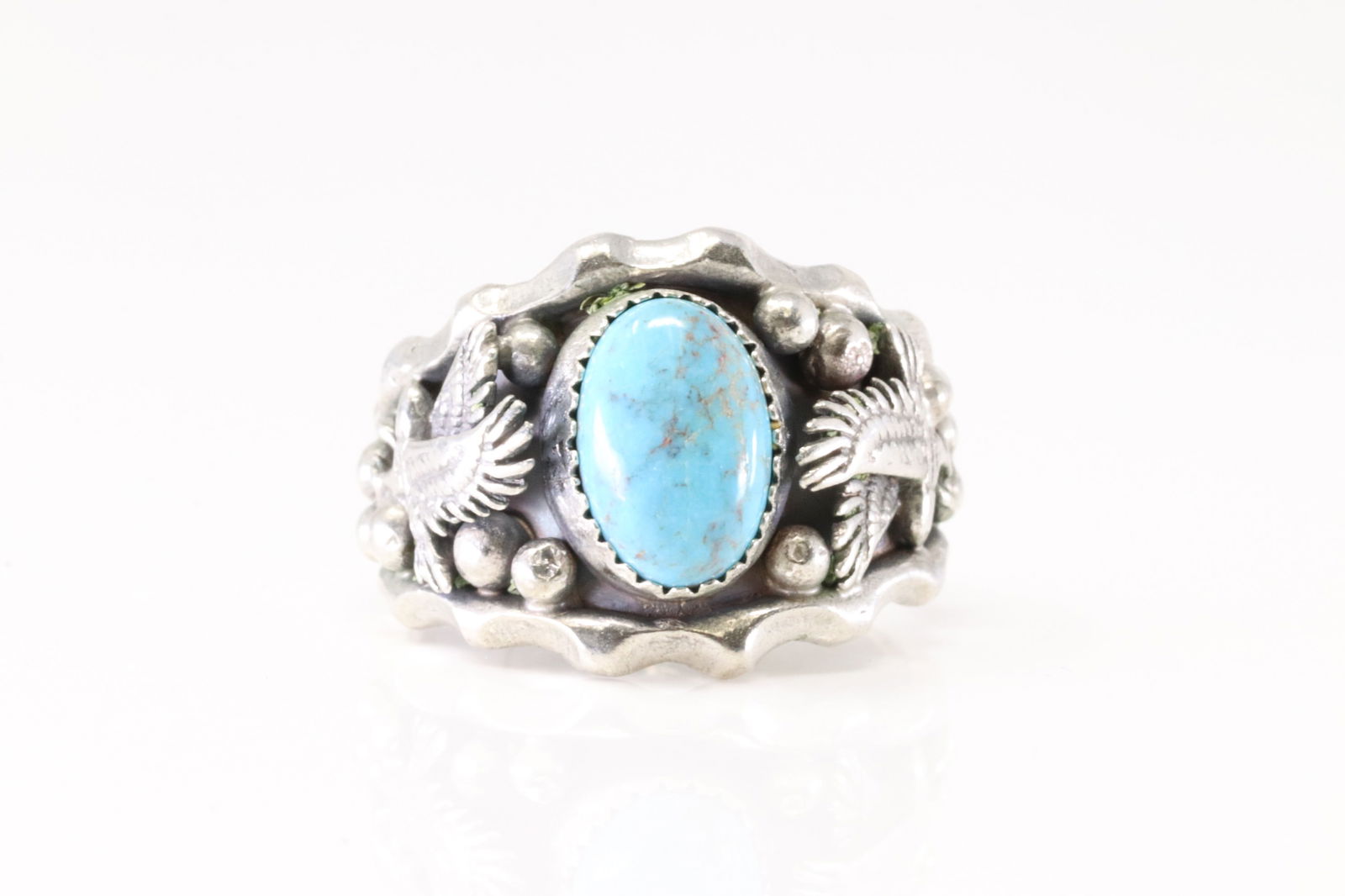 Native America Navajo Sterling Silver Turquoise Ring By Genevieve Francisco. From R.B Company. (1 of 4)