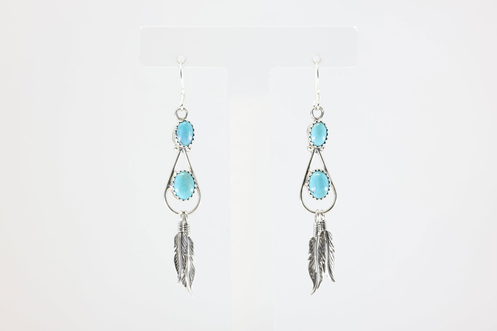 Native America Navajo Sterling Silver Turquoise Dangling Earring's By Sadie Jim. From R.B Company.: This is a Native America Navajo Sterling Silver Turquoise Dangling Earring's By Sadie Jim. From R.B Company. Stamp By R.B Company.