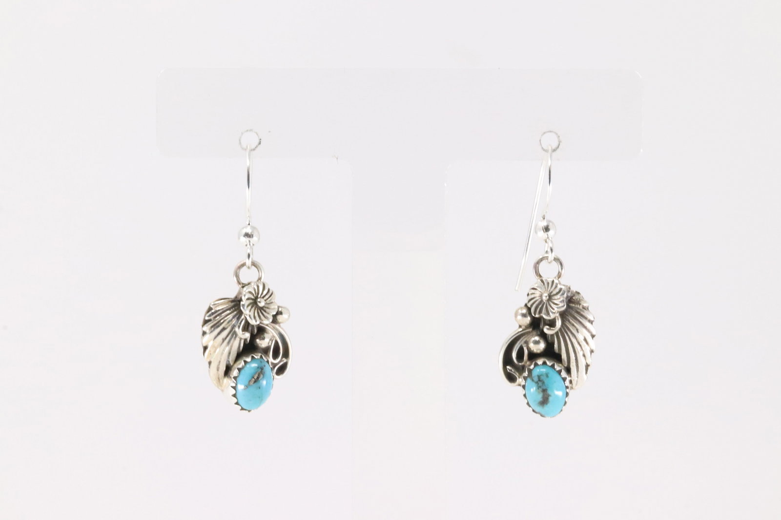 America Sterling Silver Kingman Turquoise Dangling Earring's. (1 of 4)