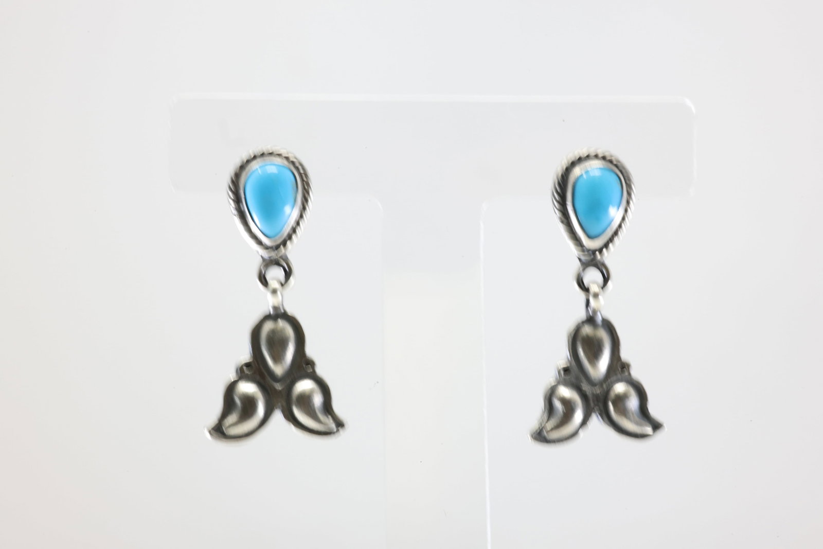 America Sterling Silver Turquoise Post / Dangling Earring's. (1 of 4)