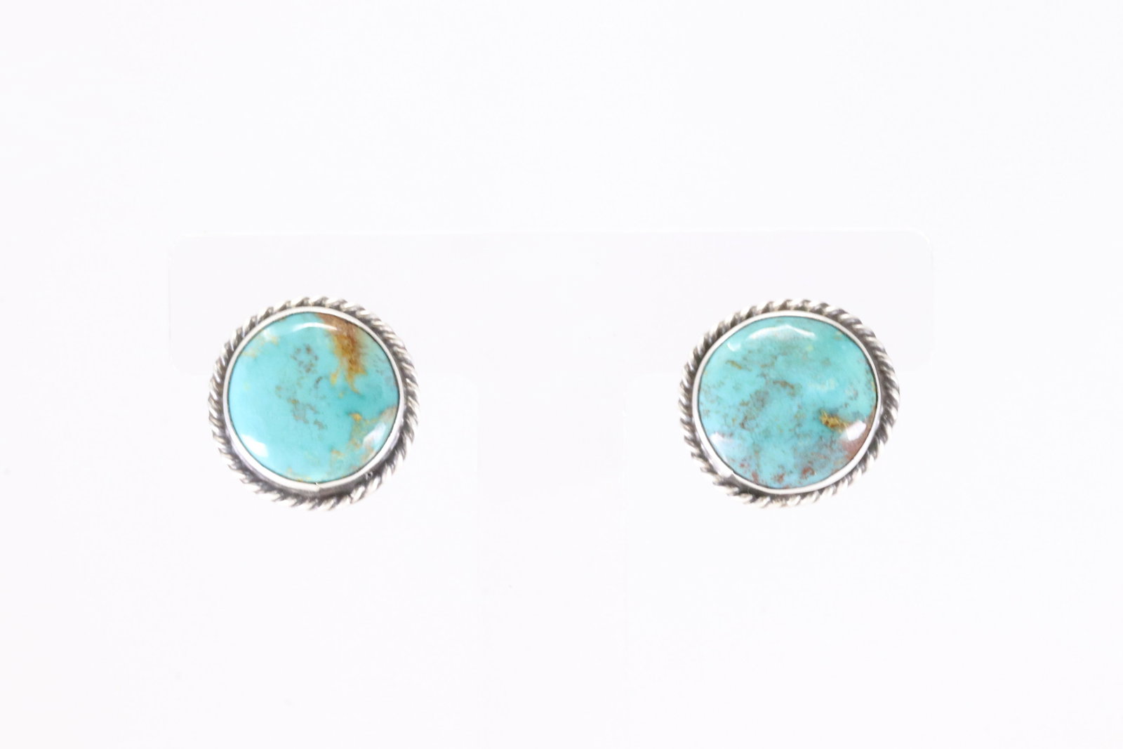 Native America Navajo Sterling Silver Turquoise Post Earring's By Chassity Belone.: This is a Native America Navajo Sterling Silver Turquoise Post Earring's By Chassity Belone. Stamp C.Belone.