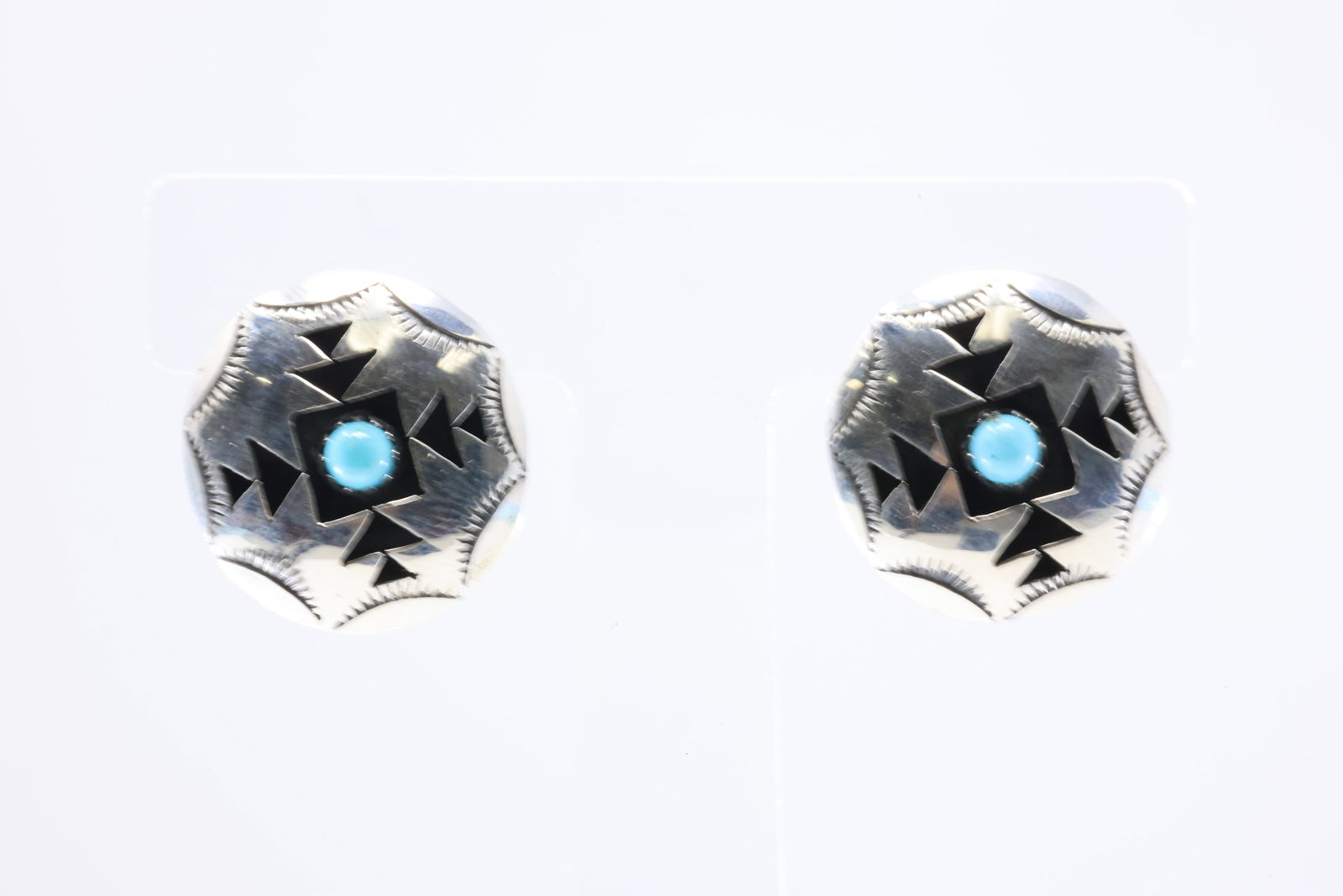 Native American Navajo Sterling Silver Turquoise Post Earring's By Felix Perry. From C Company. (1 of 4)