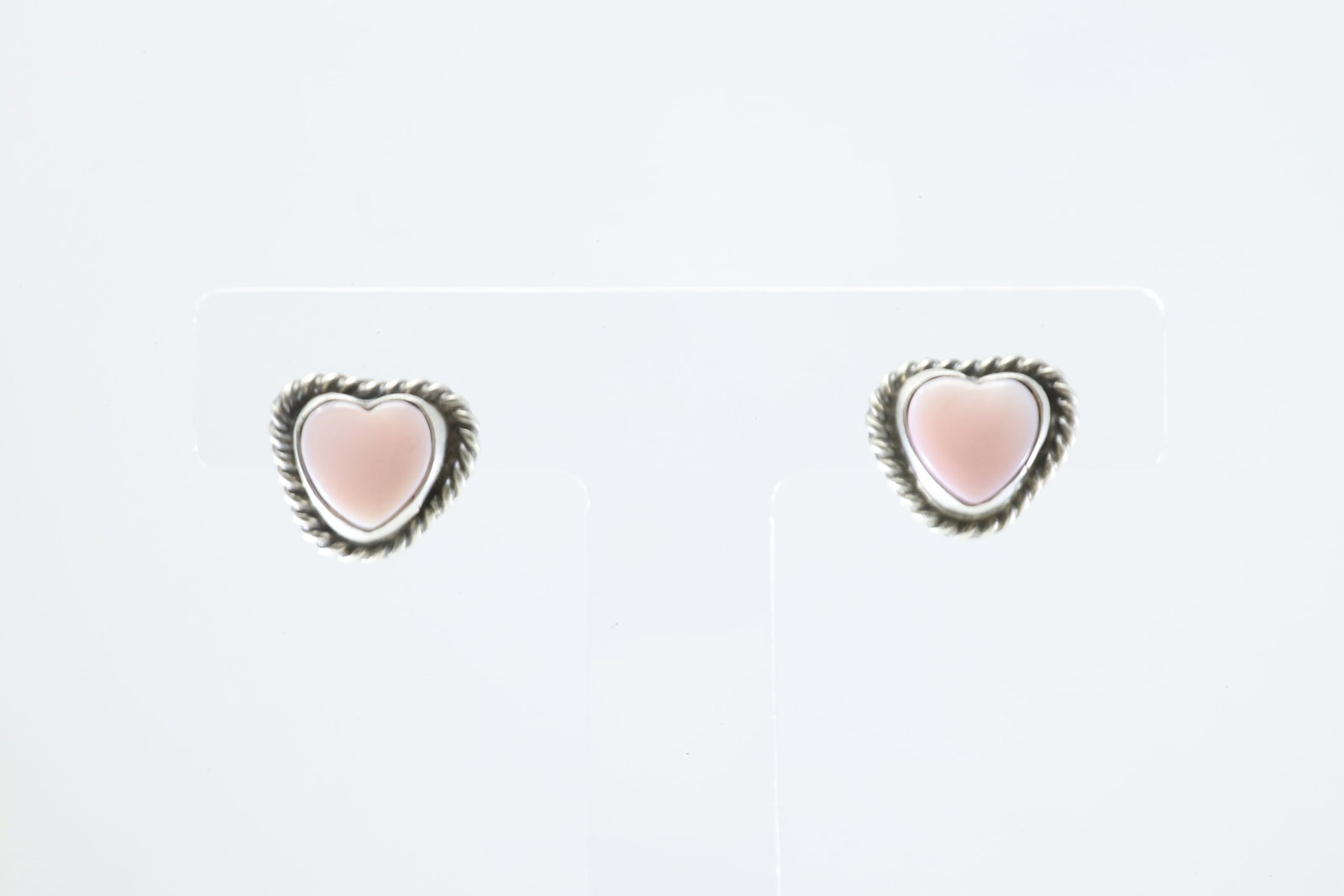 America Sterling Silver Pink Conch Heart Post Earring's.: This is a America Sterling Silver Pink Conch Heart Post Earring's.