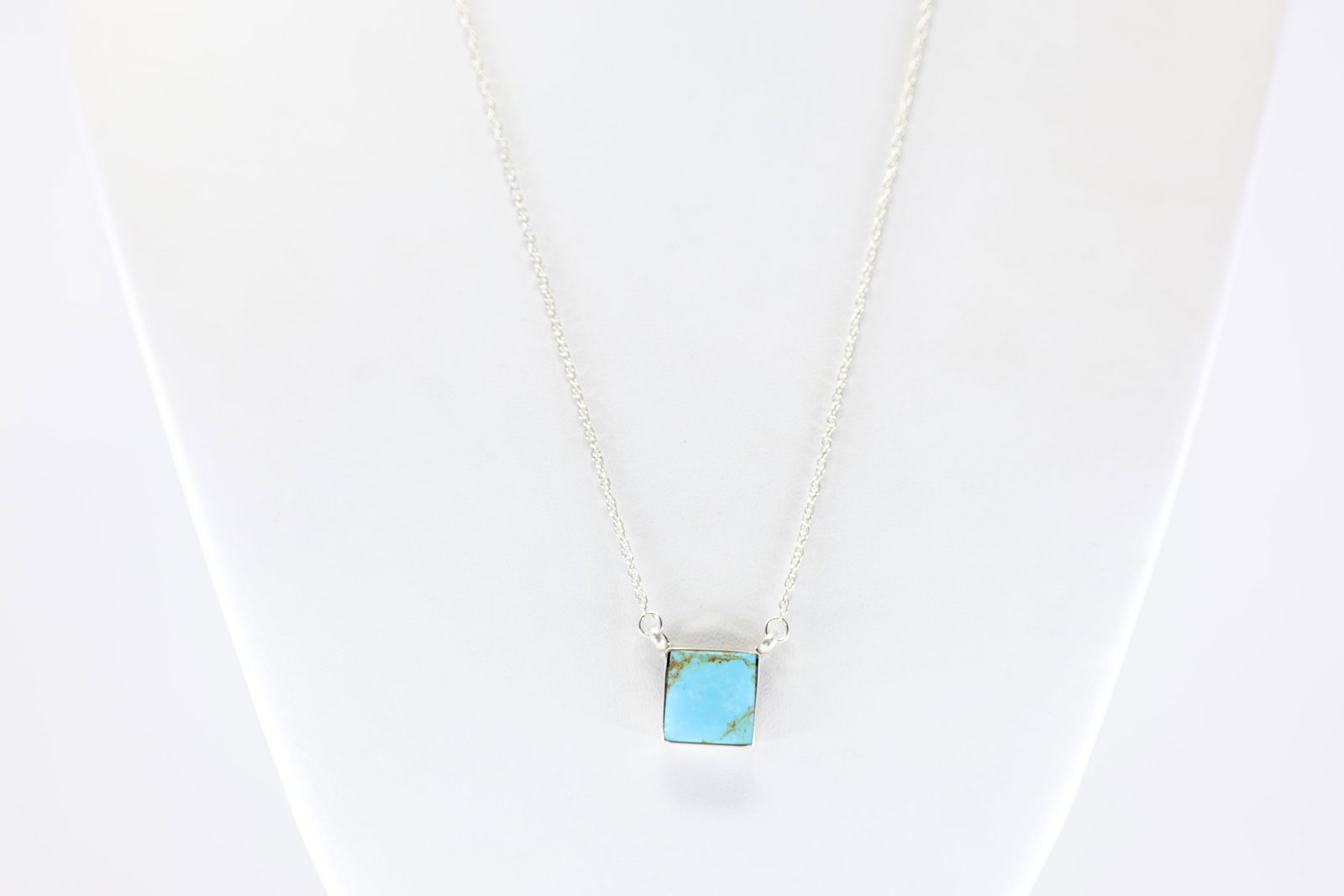 Native America Navajo Sterling Silver Turquoise Necklace By Ryntanna Yazzie. From R.B Company.: This is a Native America Navajo Sterling Silver Turquoise Necklace By Ryntanna Yazzie. From R.B Company. Stamp By R.B Company. Necklace Length: 18.00.