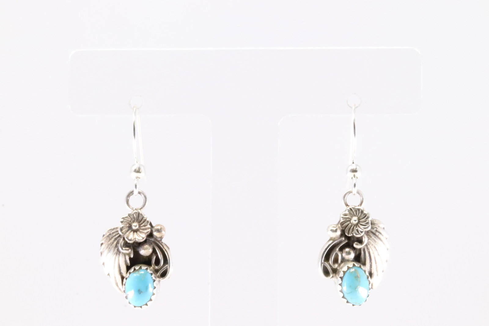 America Sterling Silver Turquoise Dangling Earring's.: This is a America Sterling Silver Turquoise Dangling Earring's.