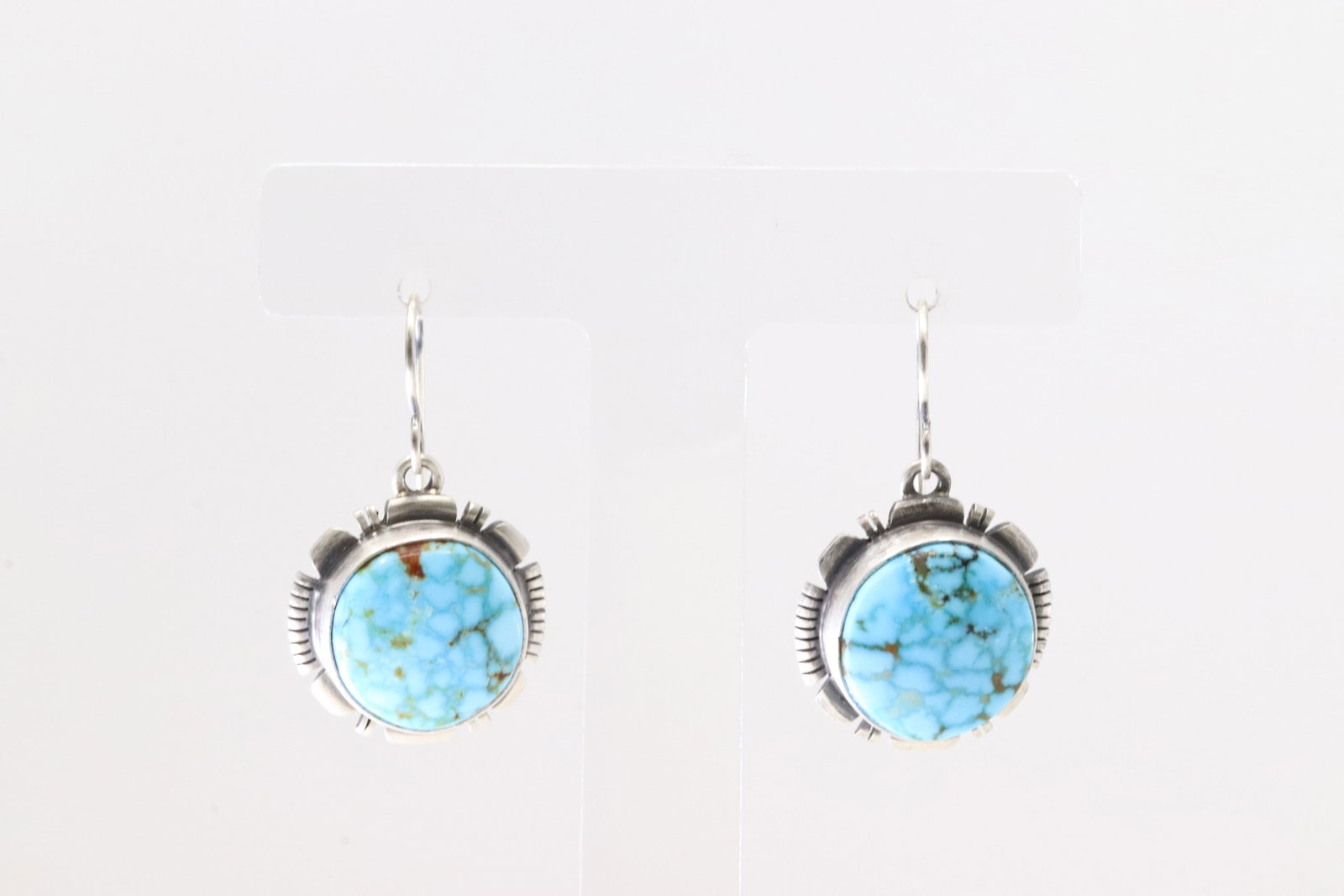 Native America Navajo Sterling Silver Kingman Turquoise Necklace & Earring's Set By L.M.Y. - 2