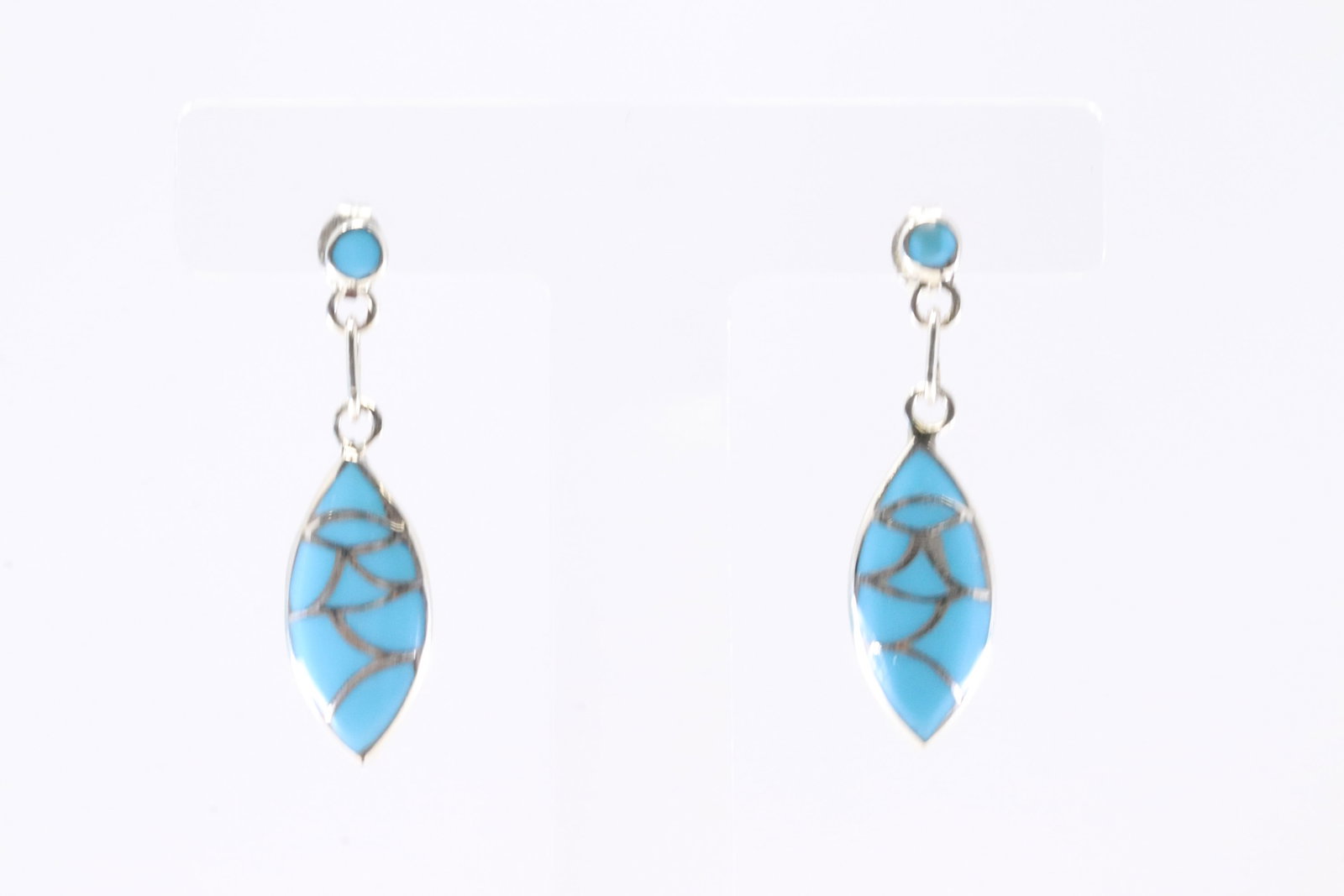 America Sterling Silver Turquoise Inlay Post Dangling Earring's.: This is a America Sterling Silver Turquoise Inlay Post Dangling Earring's.