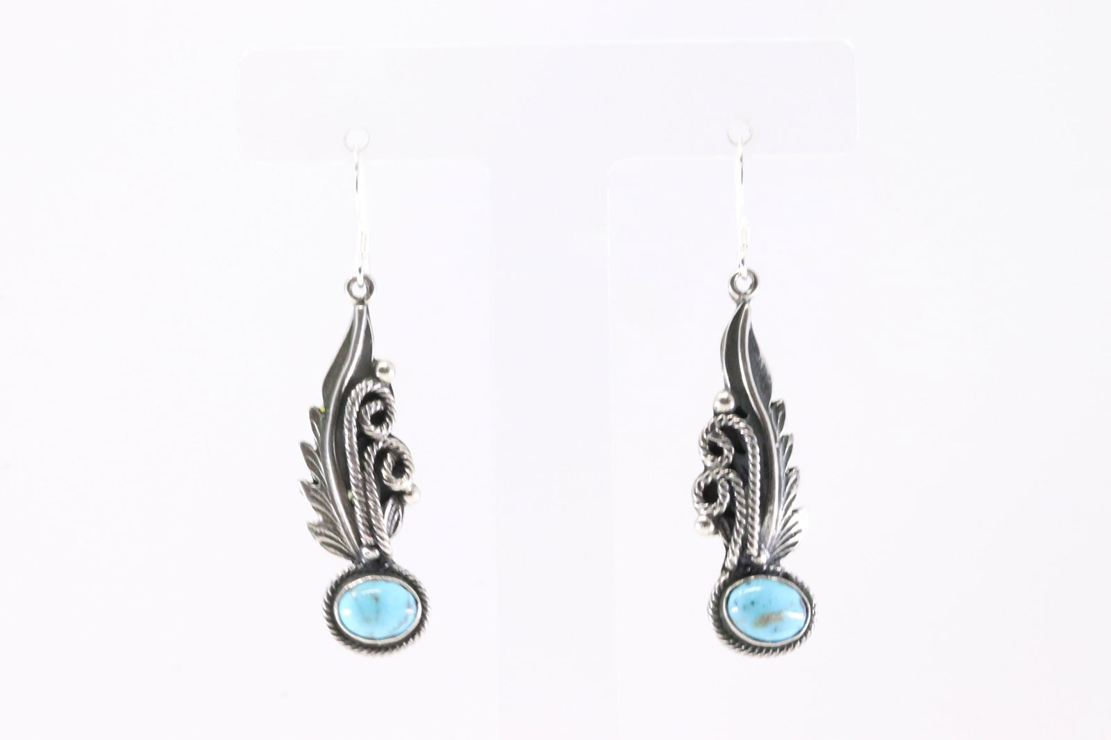 Native American Navajo Sterling Silver Turquoise Dangling Earring's By Genevieve Francisco. From R.B: This is a Native American Navajo Sterling Silver Turquoise Dangling Earring's By Genevieve Francisco. From R.B Company. Stamp By R.B Company.