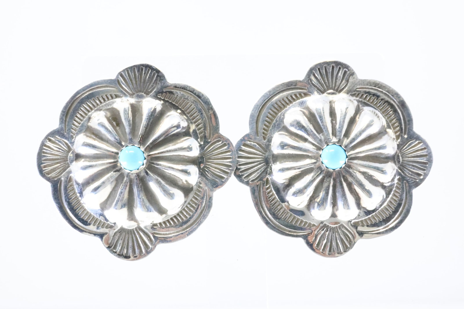 America Sterling Silver Conch Turquoise Post Earring's. (1 of 4)