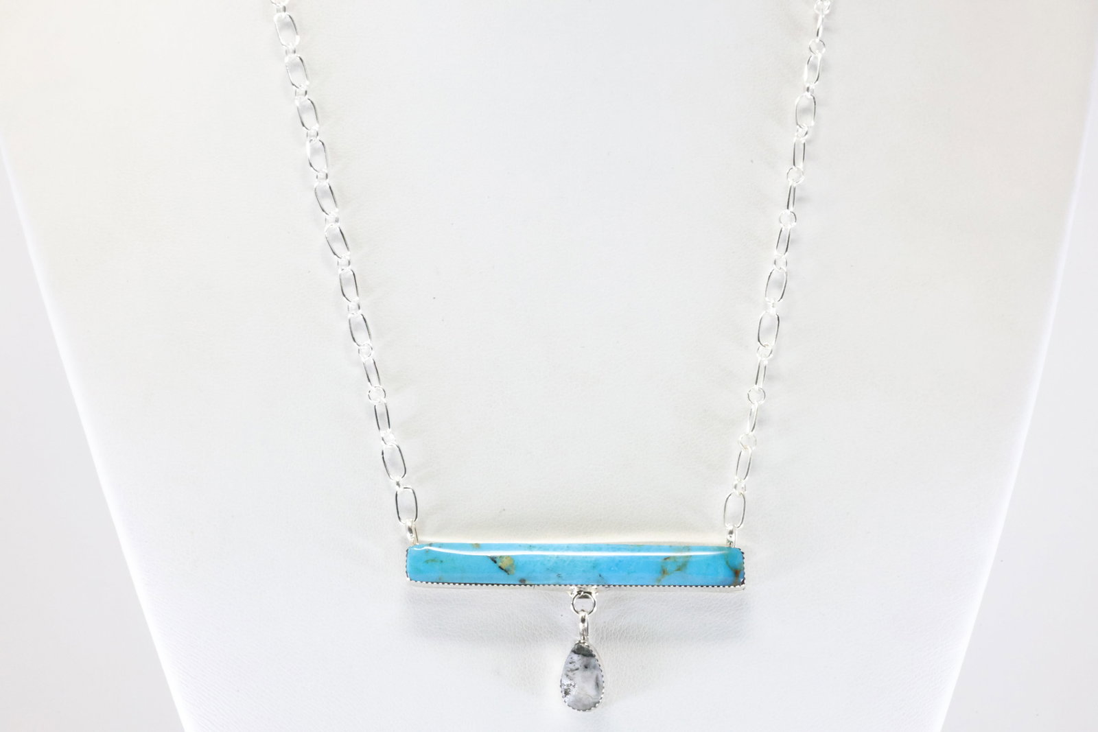 Native America Navajo Sterling Silver White Buffalo / Turquoise Necklace By Sheena Jack. From R. B: This is a Native America Navajo Sterling Silver White Buffalo / Turquoise Necklace By Sheena Jack. From R.B Company. Stamp R.B. Necklace Length: 18.00"