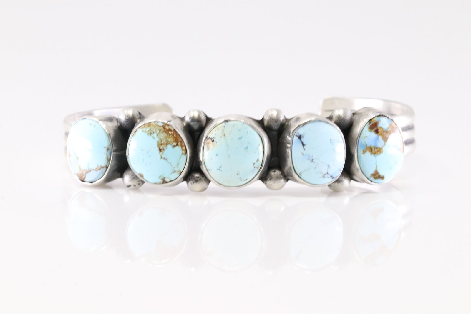 Native America Navajo Sterling Silver Golden Hill Turquoise Bracelet Cuff By Cordell Platero.: This is a Native America Navajo Sterling Silver Golden Hill Turquoise Bracelet Cuff By Cordell Platero.