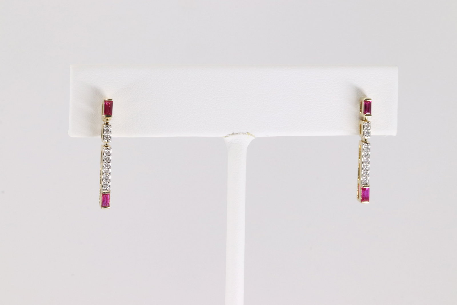 Ruby & Diamond Stud / Dangling Earring 14Kt. - 2