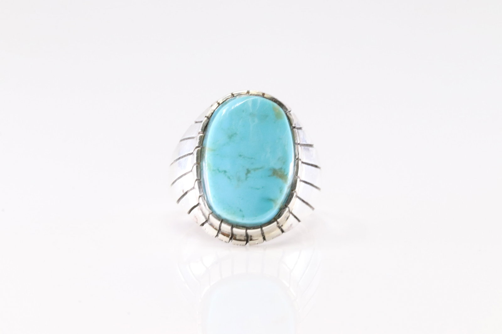 Native America Navajo Sterling Silver Turquoise Ring By R. (1 of 4)