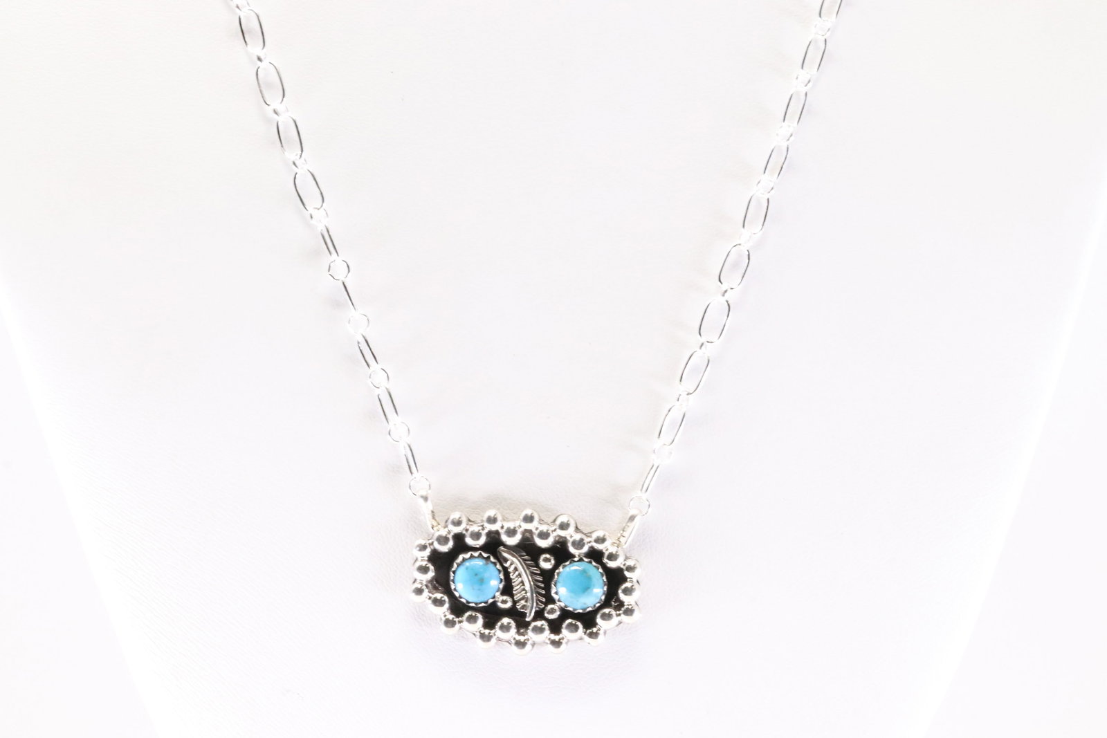 Native America Navajo Sterling Silver Turquoise Necklace By Suzanna Johnson. (1 of 4)