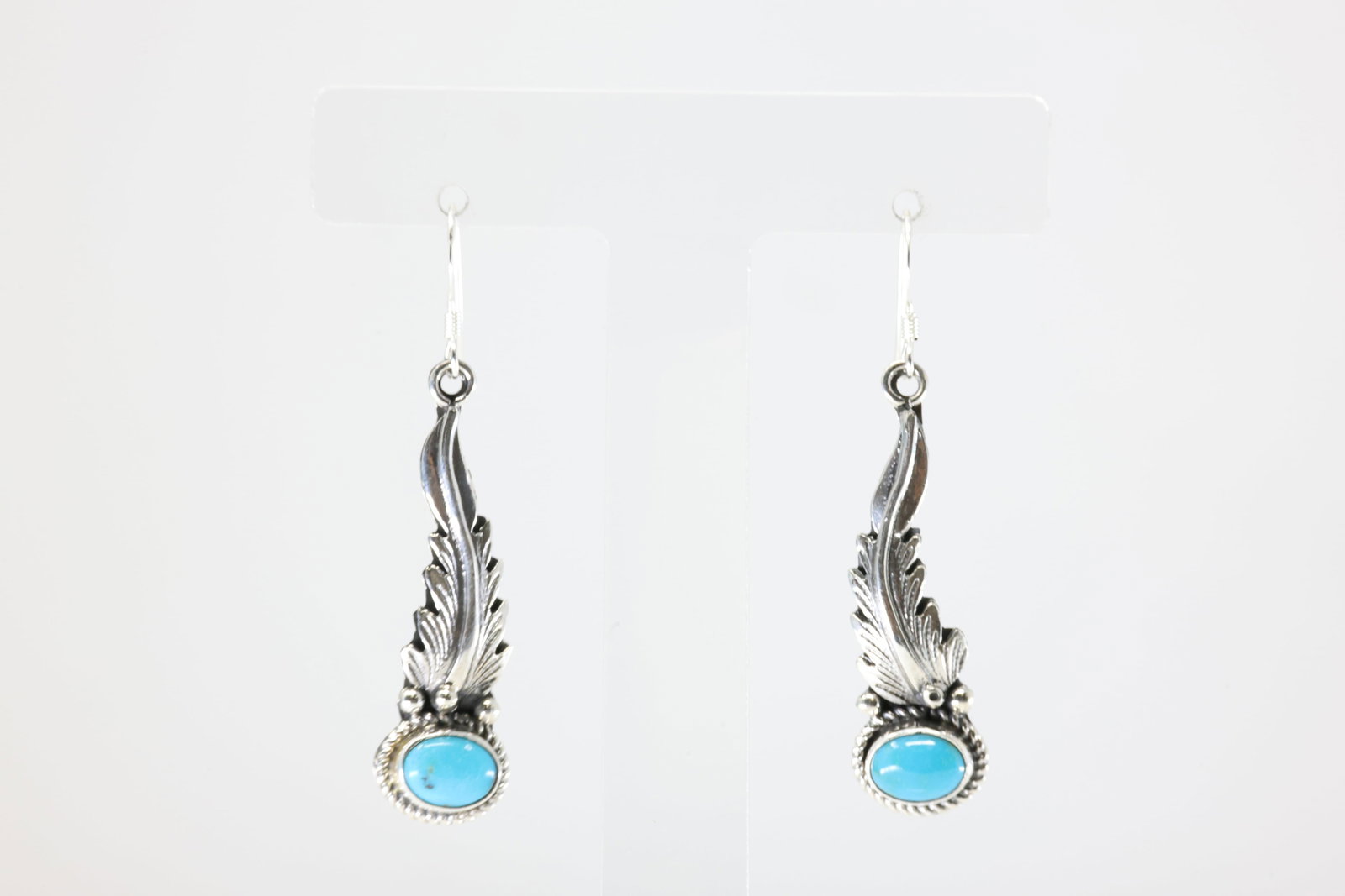 America Sterling Silver Turquoise Dangling Earring's. (1 of 4)
