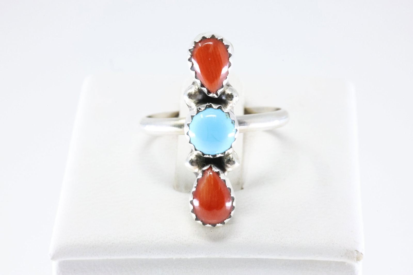 America Sterling Silver Coral & Turquoise Ring. (1 of 3)