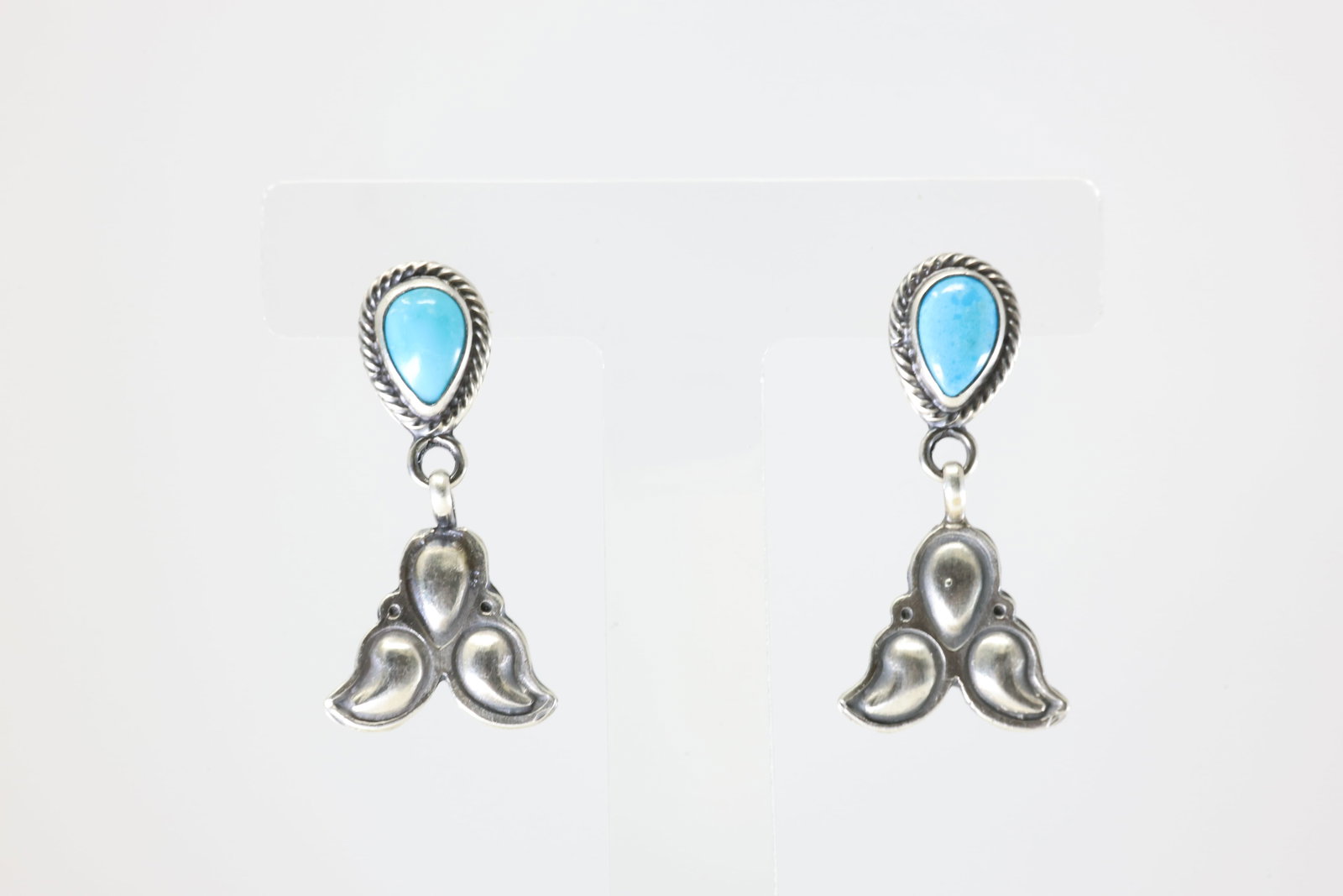 America Sterling Silver Turquoise Post / Dangling Earring's. (1 of 4)