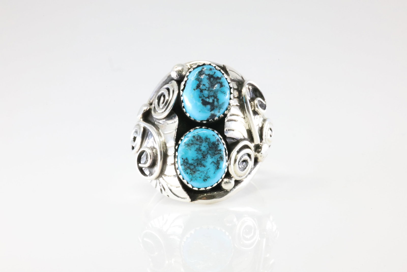Native America Navajo Sterling Silver Turquoise Ring By B. (1 of 4)