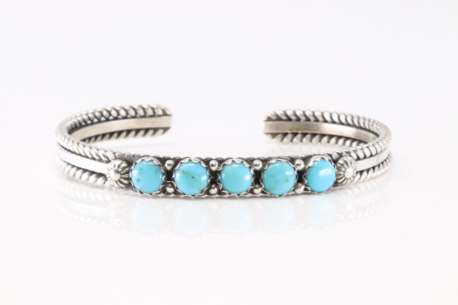 Native America Navajo Sterling Silver Turquoise Bracelet Cuff By King. (1 of 4)