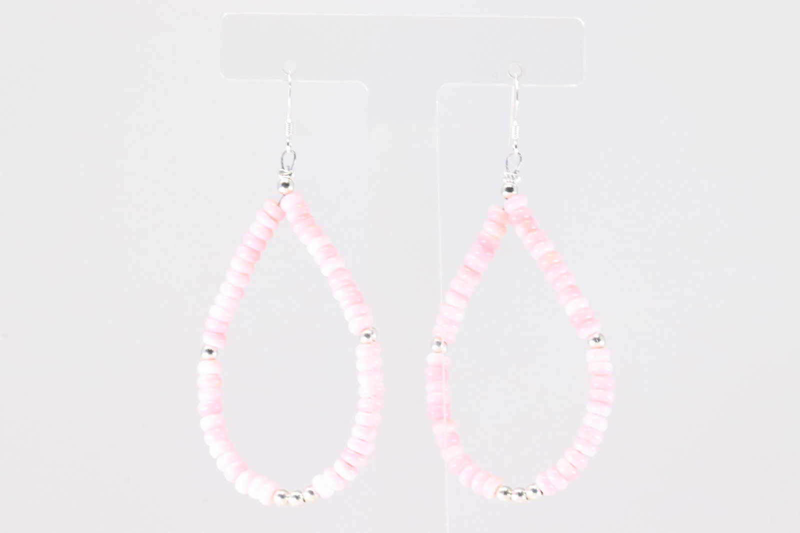 America Sterling Silver Pink Conch Pearl Beaded Dangling Earring's.: This is a America Sterling Silver Pink Conch Pearl Beaded Dangling Earring's.