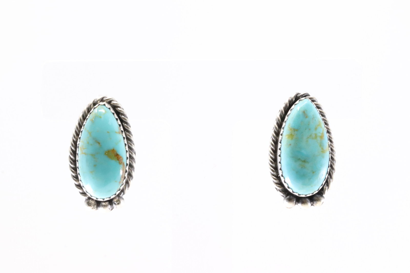 Native America Navajo Sterling Silver Turquoise Post Earring's By F. (1 of 4)