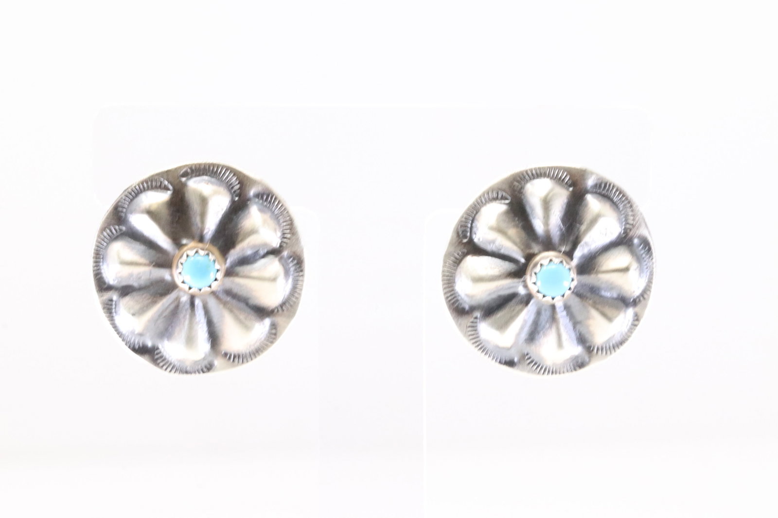 Native America Navajo Sterling Silver Turquoise Post Earring's By Joan Begay. (1 of 4)