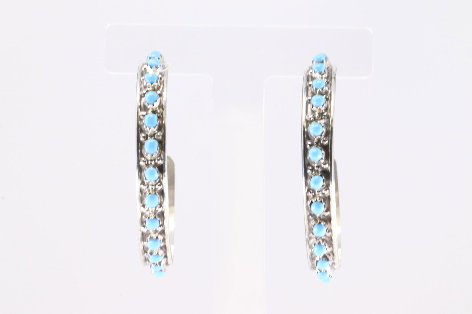 America Sterling Silver Turquoise Hoop Earring's. (1 of 4)