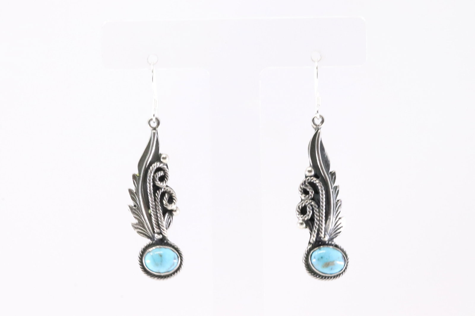 Native American Navajo Sterling Silver Turquoise Dangling Earring's By Genevieve Francisco. From R.B (1 of 4)