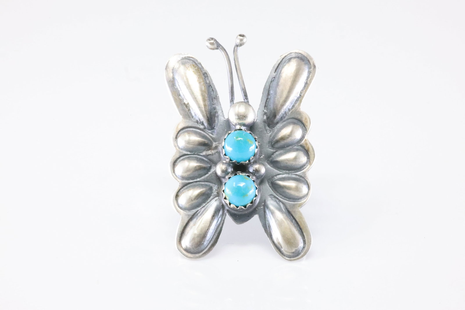 Native American Navajo Sterling Silver Turquoise Butterfly Ring By T.Yazzie. (1 of 4)