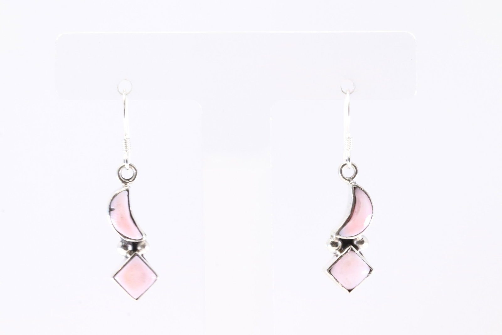 Native American Navajo Sterling Silver Pink Conch Shell Dangling Earring's By RB. (1 of 3)