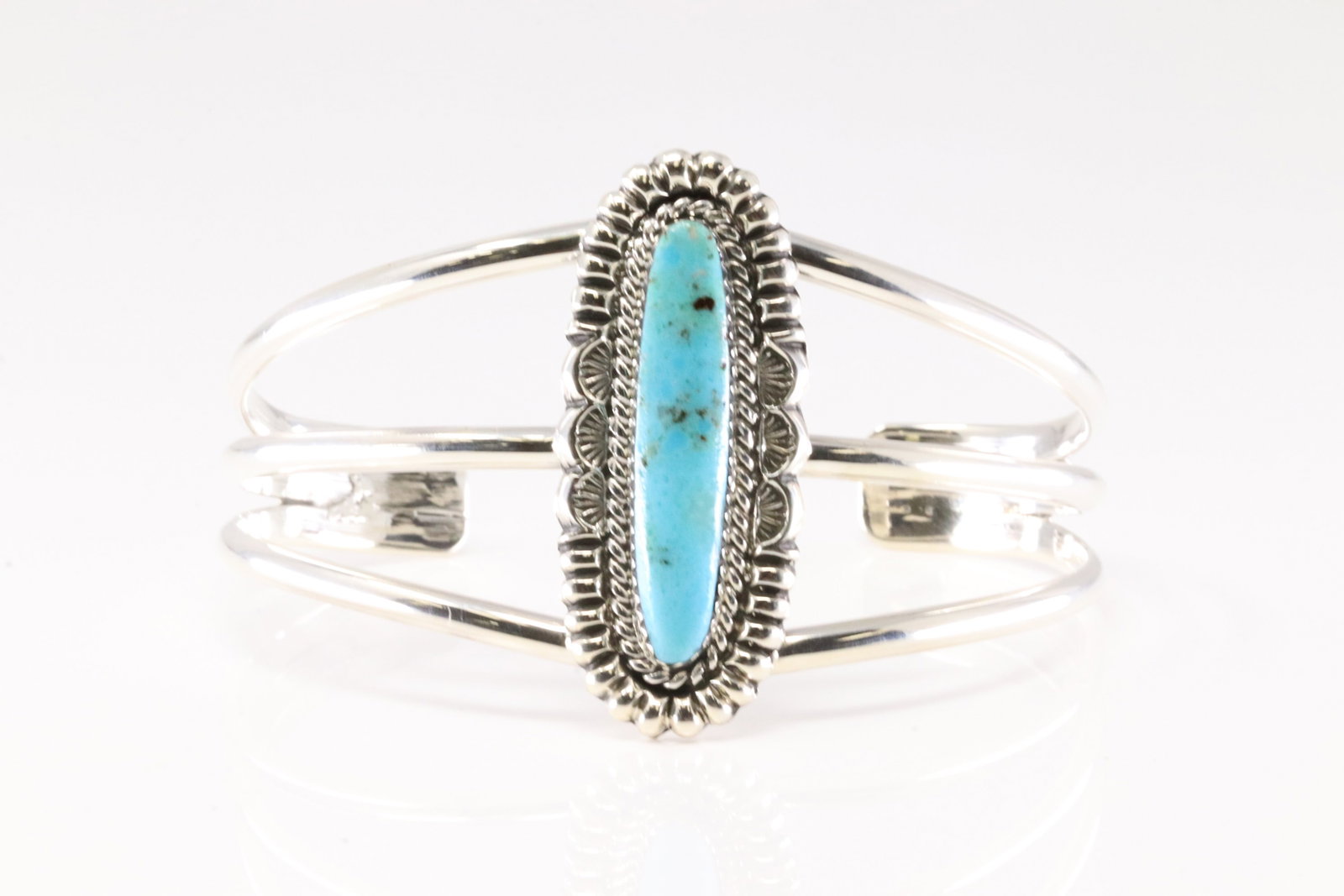 Native America Navajo Sterling Silver Turquoise Bracelet Cuff By Michael Yazzie. (1 of 4)