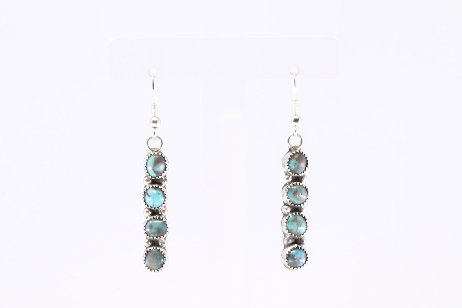 Native America Navajo Sterling Silver Kingman Turquoise Dangling Earring's By Maxine Ramirez. (1 of 4)
