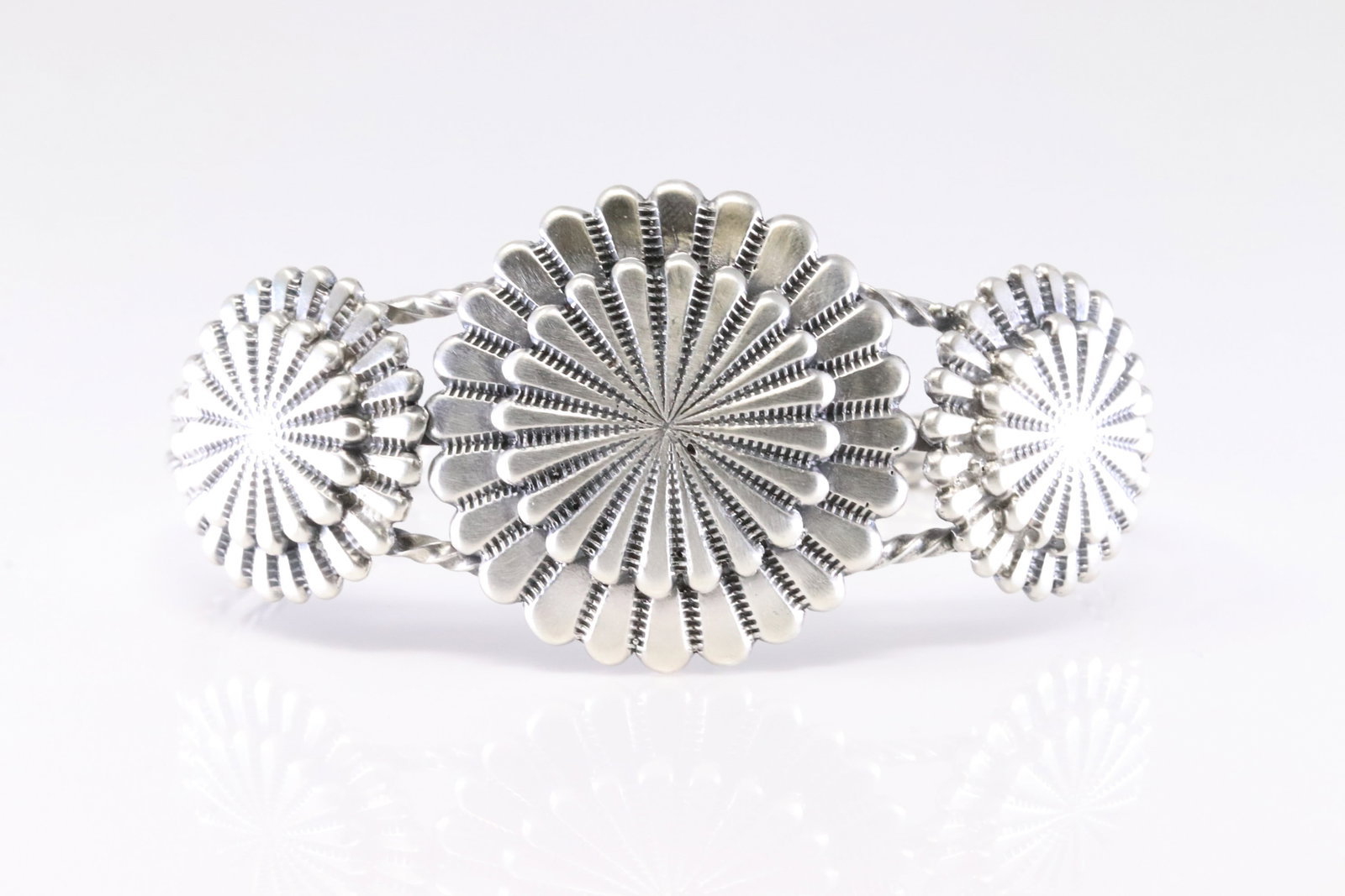 Native America Navajo Sterling Silver Solid Stamp Bracelet Cuff By Darrell Morgan. (1 of 4)
