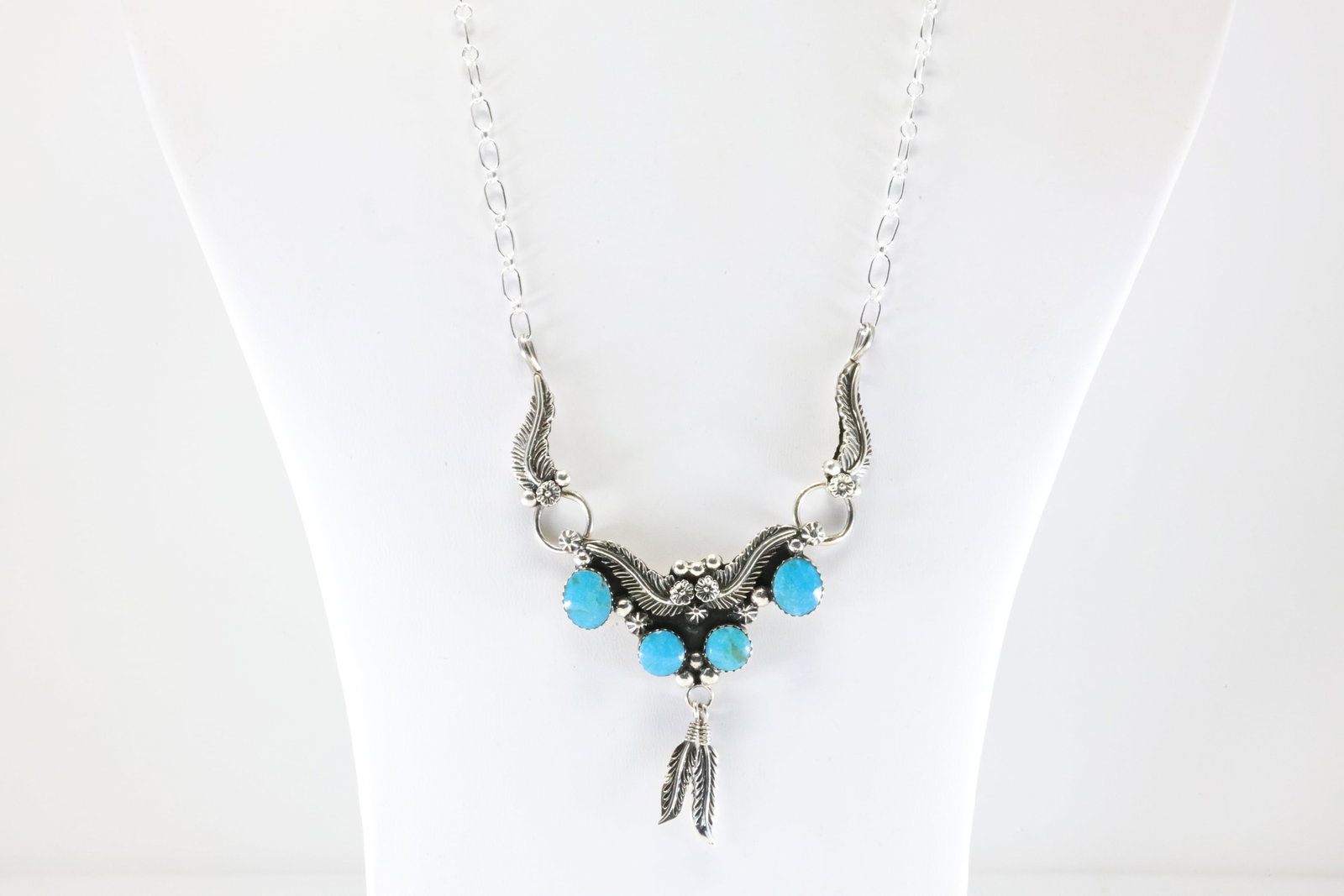 Native America Navajo Sterling Silver Turquoise Necklace By Jennifer Cayaditto. From R.B Company.: This is a Native America Navajo Sterling Silver Turquoise Necklace By Jennifer Cayaditto. From R.B Company. Stamp R.B. Necklace Length: 20.00"