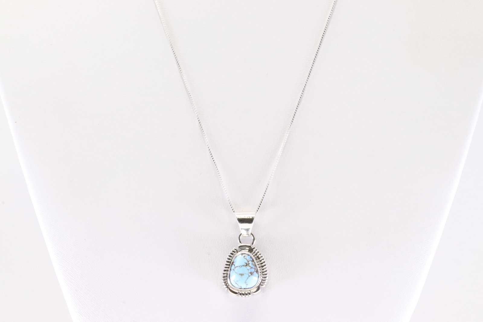 Native America Navajo Sterling Silver Golden Hill Turquoise Pendant With A 925 Necklace By A.: This is a Native America Navajo Sterling Silver Golden Hill Turquoise Pendant With A 925 Necklace By A. Necklace length: 18.00"