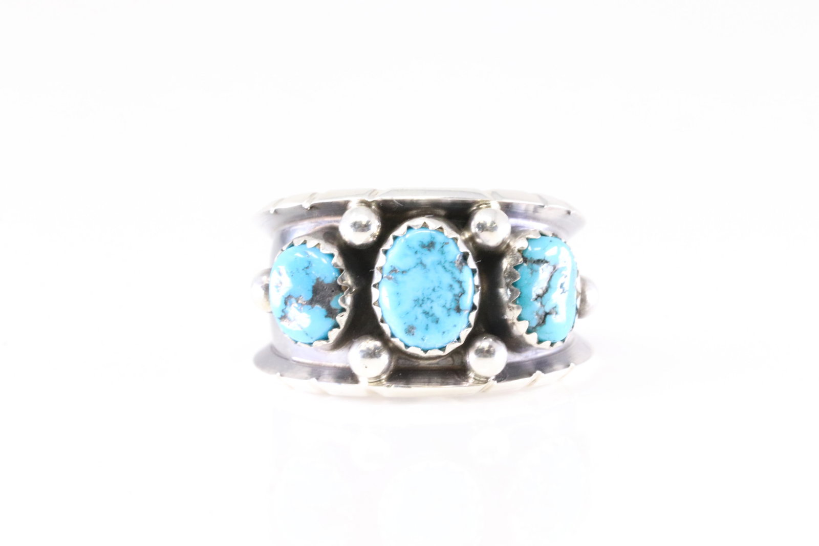Native America Navajo Sterling Silver Turquoise Ring By R.C. (1 of 4)