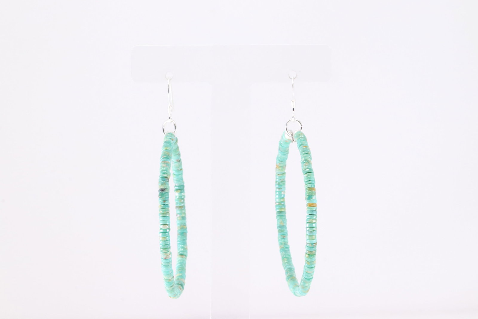 America Sterling Silver Turquoise Hoop Dangling Earring's.: This is a America Sterling Silver Turquoise Hoop Dangling Earring's.