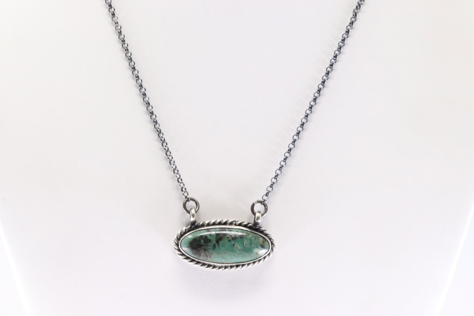 Native America Navajo Sterling Silver Campitos Turquoise Necklace By Johnny Dixon. (1 of 4)