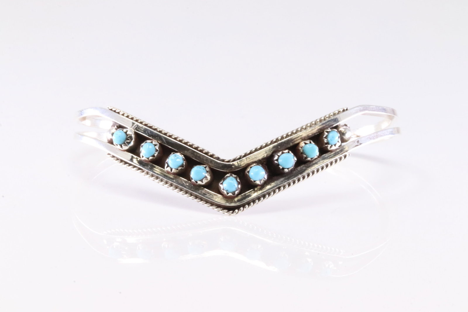 Native America Zuni Sterling Silver Turquoise Bracelet Cuff By S.L.: This is a Native America Zuni Sterling Silver Turquoise Bracelet Cuff By S.L.